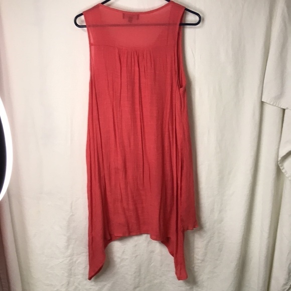 PAPILLON Women’s sleeveless Tunic Top Coral Tiered XL Lightweight Gauzy fabric - Picture 8 of 11